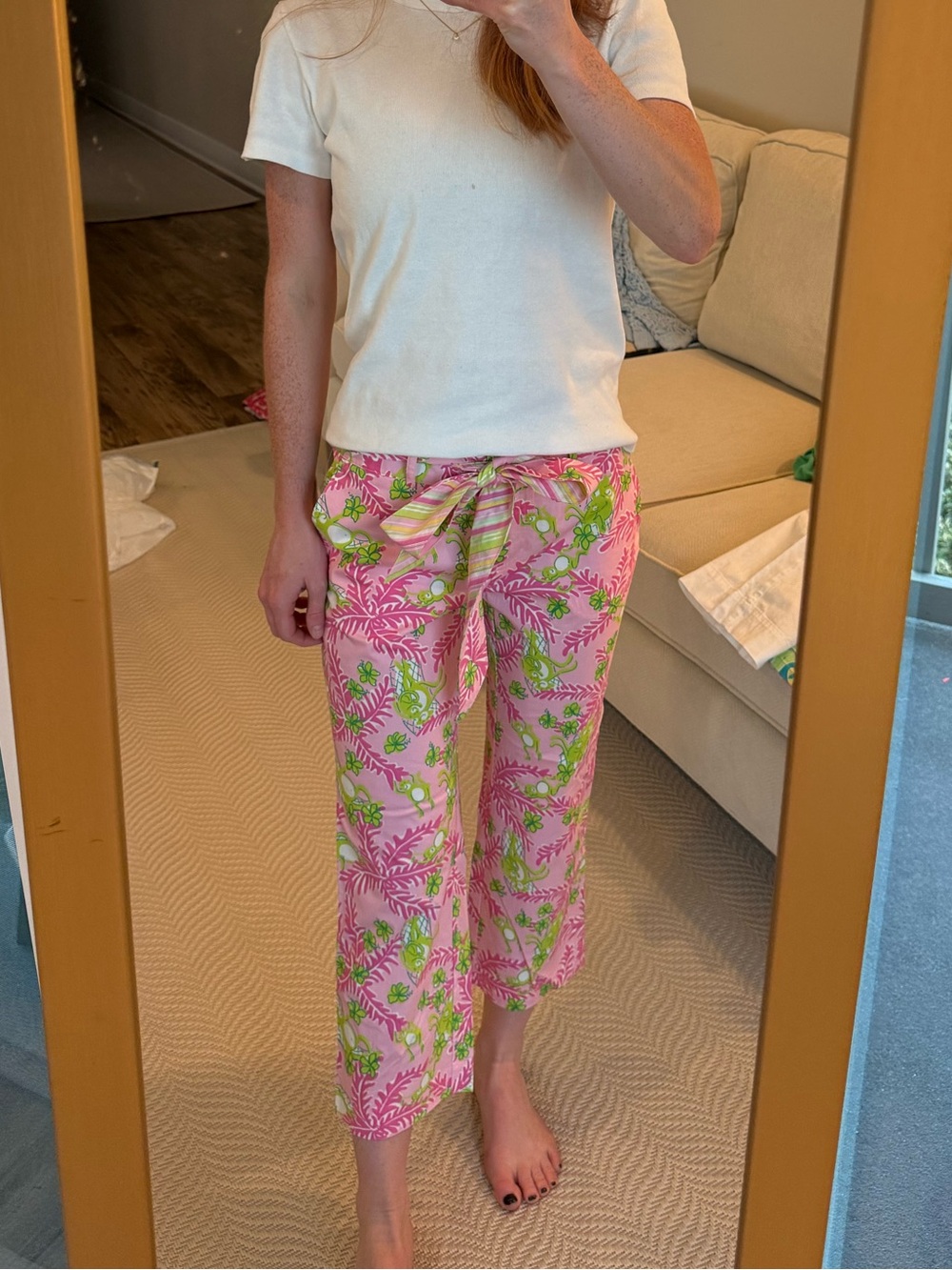 NWT Vintage Lilly Pulitzer Pink Tropical-Print Capri Pants